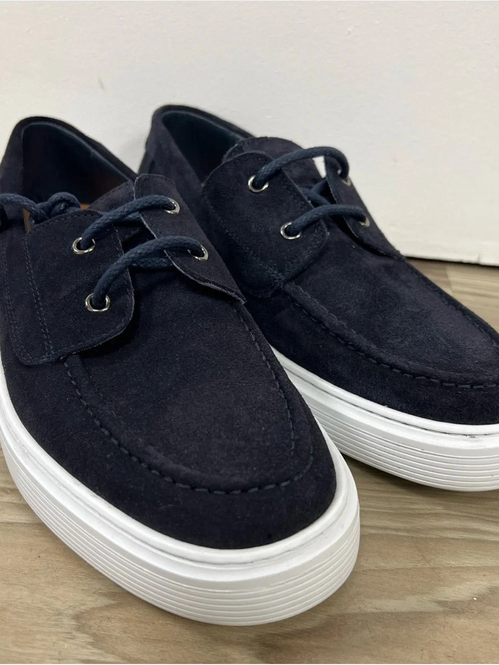 The Good Man Brand Portland Boat Shoe Suede Navy Blue Made In Italy Men 8.5 NWOB